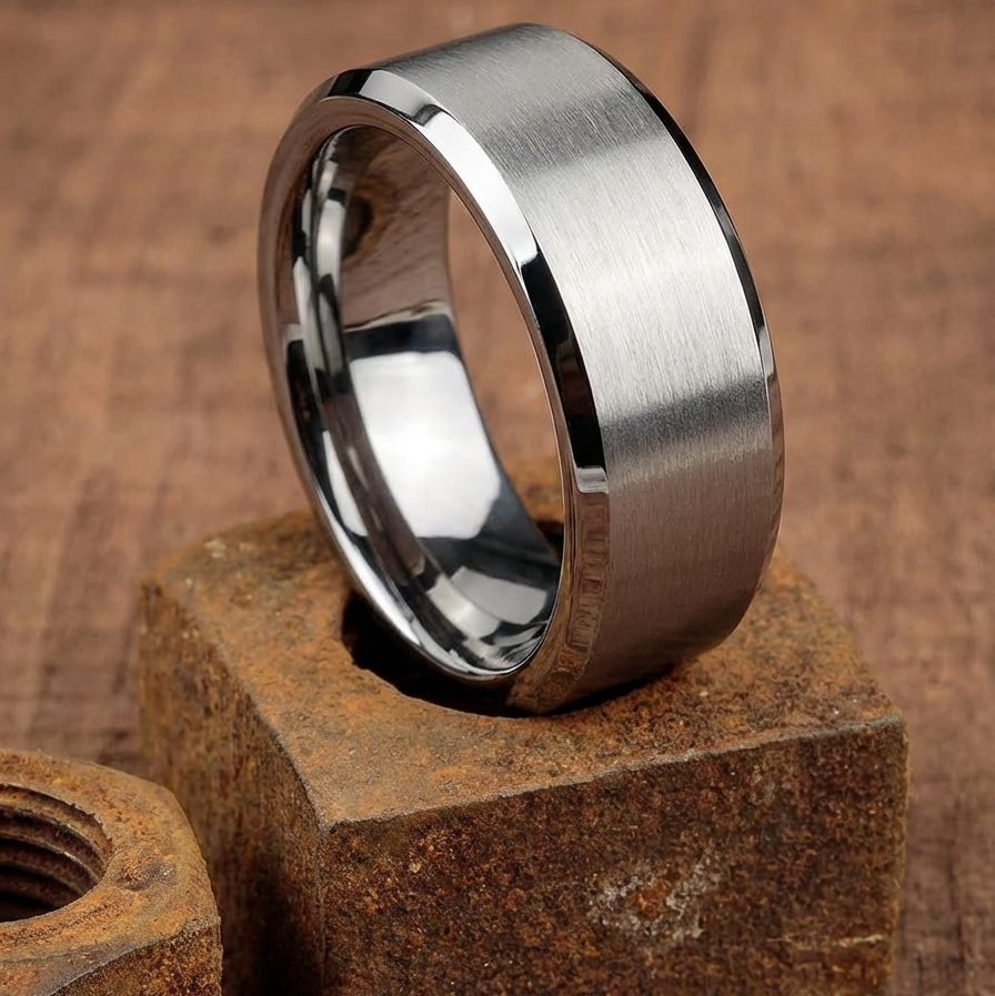 Anel EISENWERK™ Minimalista em Aço Escovado