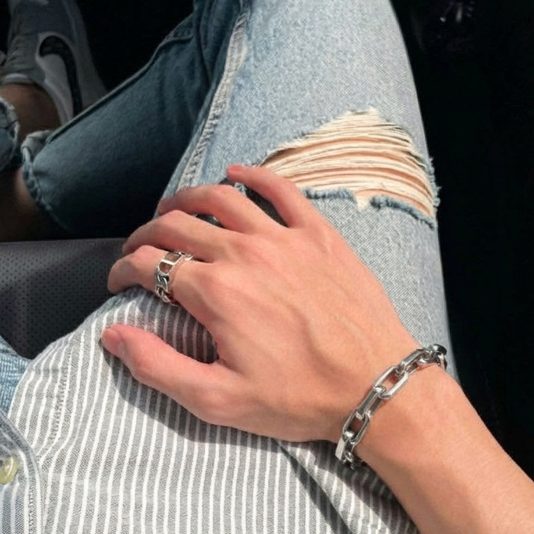 Corrente Masculina Prateada Eisenwek