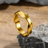 Anel DUALFORM™ Escultural Minimalista em Aço