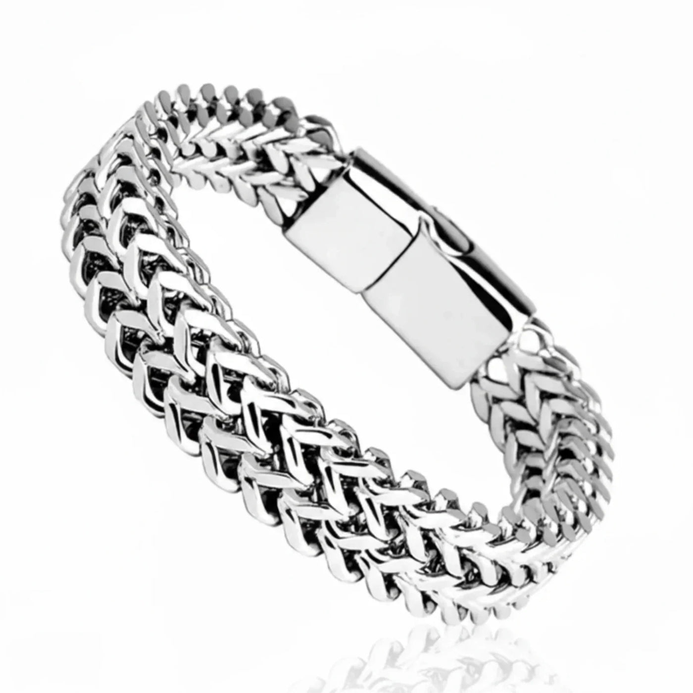 Corrente Masculina Prateada Stahlgeflecht